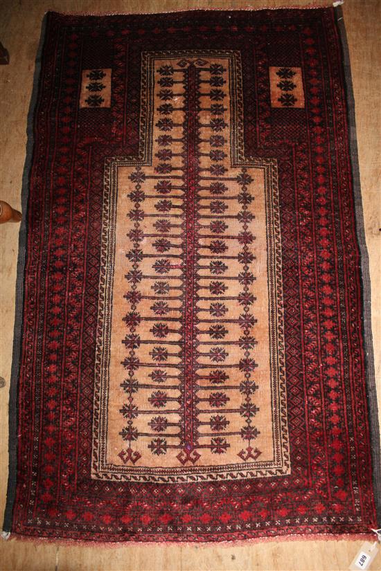 red & blue Baluchi rug 1.38 x 0.84